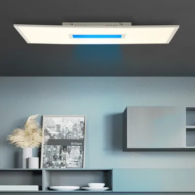 Produktbild von BRILLIANT modernes LED Panel Aufbaupaneel 80x40cm | Dimmbare Deckenlampe mit RGB-Centerlight und Fernbedienung | 37W 3800 Lumen 2700 bis 6500 Kelvin | Metall/Kunststoff