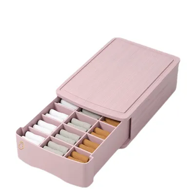 Imagen del producto de Contenedor de almacenamiento para calcetines, color rosa, 32,2 x 9,7 x 26 cm