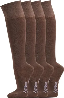 Produktbild von TippTexx 24 4 Paar Bambus-Kniestrümpfe ohne Gummidruck, Dunkelbraun, Größe 43-46