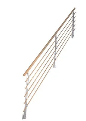 Produktbild von Treppengeländer Modell Rhodos 1/4 Gewendelt Eiche-Designgeländer Holzrundstäbe-Rechts