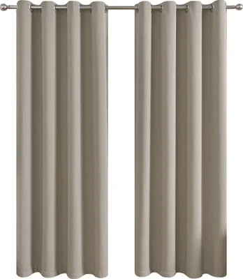 Produktbild von INF Elegante Verdunkelungsvorhänge 2er Set - Polyester, Milchkaffee, Wohnzimmer Dunkelgrau S