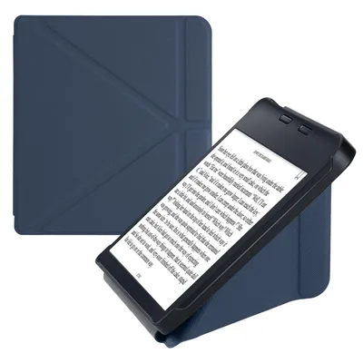 Produktbild von kwmobile Schutzhülle für Kobo Libra 2 Hülle - Kunstleder Case - eReader Klapphülle mit Auto Sleep Funktion - Cover mit Ständer - Dunkelblau