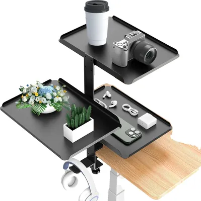 Image de Organiseur de bureau, rangement à 3 niveaux, fixation par pince, noir - 3 niveaux