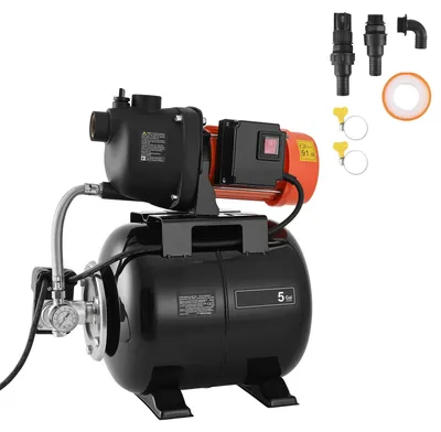 Obrázek produktu pro Domácí čerpadlo SucceBuy 800 W, 5000 l/h, tryskové čerpadlo s tlakovou nádrží o objemu 19 l, výtlak 49 m, s automatickým čerpacím systémem a plastovou hlavou čerpadla, ideální pro zavlažování zahrady a zásobování domácnosti vodou