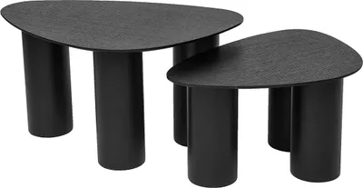 Produktbild von Miliboo - Design-Beistelltische aus schwarzem Holz (2er-Set) FOLEEN