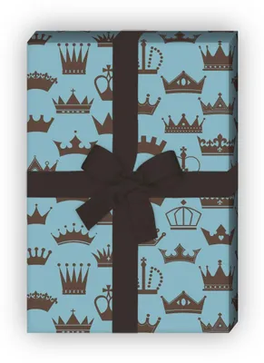 Produktbild von Geburtstags Geschenkpapier mit Kronen Vielfalt auf hellblau - G7672, 32 x 48cm