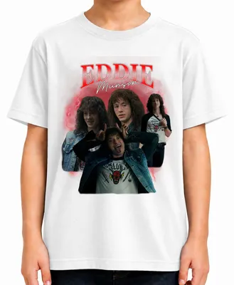Produktbild von Eddie Munson Hellfire Club Stranger Metal Geschenk Vintage Serie Kinder T-Shirt, Weiß, 116