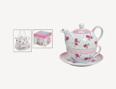 Produktbild von Porzellan-Teekannen-Set Tea for One mit Teekanne, Tasse und Unterteller, 3-teilig in Geschenkbox