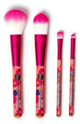 Produktbild von Legami – 4er-Set Make-up-Pinsel, Oh My Glow! Thema Flowers, enthält Puder-, Foun