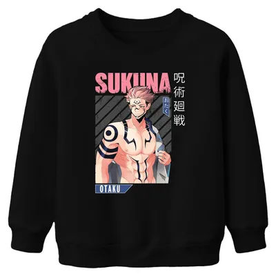 Produktbild von Sukuna Jujutsu Kaisen Otaku Anime Ästhetik Fan Kinder Sweatshirt Pullover, Schwarz, 152