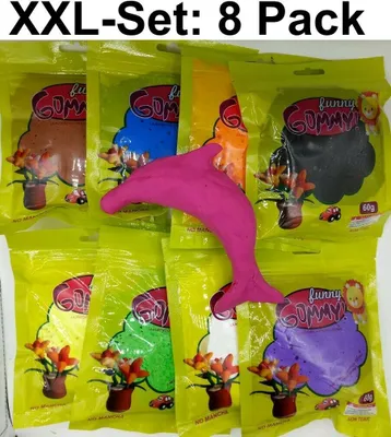 Produktbild von 8x  Packung Modellierknete I Hüpfknete Gummiball Clay intelligente Zauberknete Knetmasse fördert die Kreativität Knete leicht