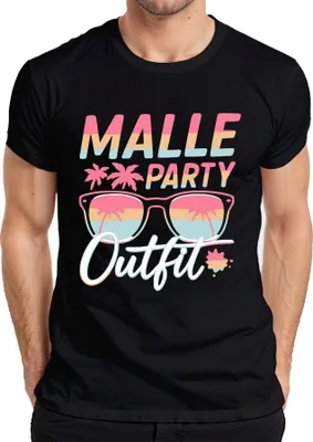 Produktbild von Malle Party Outfit Mallorca Sonnenbrille Palmen Strand Sommer Herren T-Shirt, Schwarz, XXL