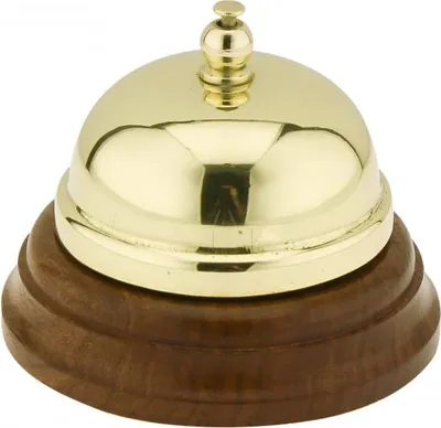 Produktbild von Tresenglocke, Messing mit Holzsockel, 8 cm