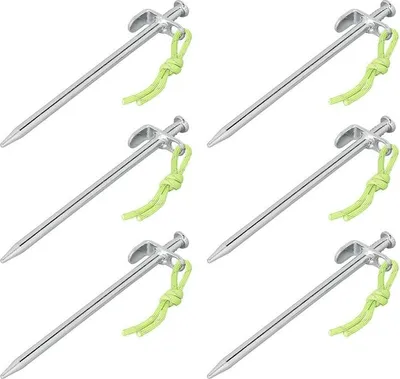 Obrázok produktu pre 20 cm pozinkované oceľové stanové kolíky, L-hák, sada 6 ks