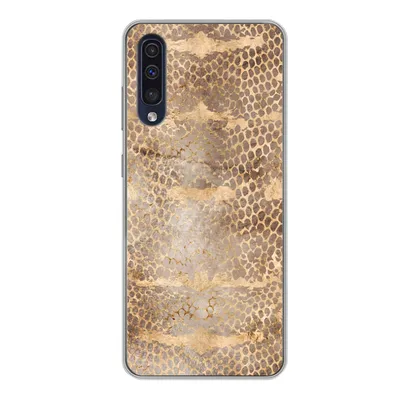 Produktbild von MuchoWow® Handyhülle Schutzhülle Hülle für Samsung Galaxy A50 Schlangendruck - Gold - Braun Silikon Softcase Handy Hülle - Mobiltelefonhülle