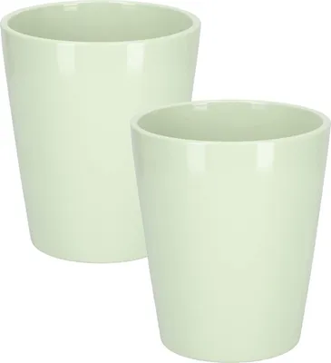 Produktbild von KOTARBAU® 2er Set Keramik Blumentopf Übertopf für Orchideen H 150mm ⌀ 120 mm Minze