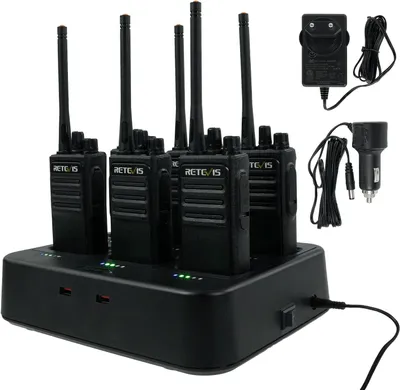 Immagine prodotto di Set radio Retevis RT617, walkie talkie a 6 vie con ricarica, slot rimovibile, indicatore luminoso di ricarica, VOX, walkie talkie PMR per la chiesa, produttore