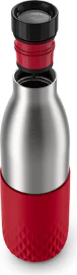 Produktbild von Emsa Isolier-Trinkflasche Bludrop mit Silikonmanschette, Edelstahl, Rot, 0.7 L, N31128