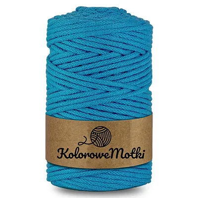 Zdjęcie produktu dla KoloroweMotki | Pleciony sznurek bawełniany z rdzeniem 100m 5mm Niebieski | Idealny do rękodzieła, makramy, na torebki, dywany, prac artystycznych