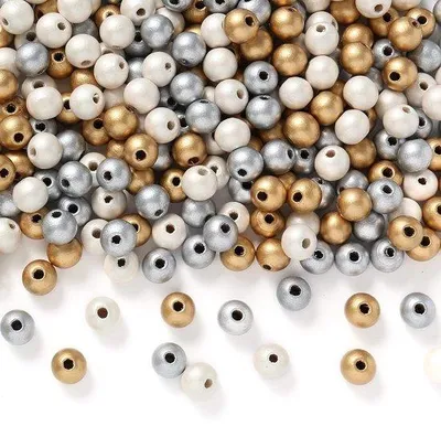 Immagine prodotto di Set di gioielli creativo con 450 palline di legno nei colori oro, argento e bianco
