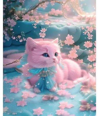 Image de Mosaïque diamant Norimpex - Chat rose avec nœud 2000378