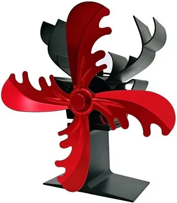 Immagine prodotto di Ventilatore domestico - Modello a parete a 4 pale, migliora lo scambio termico, rosso, adatto ai tubi delle stufe a legna