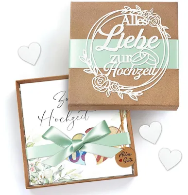 Productafbeelding van Geldcadeau voor bruidspaar, cadeauverpakking, hart, houtsnippers, liefde