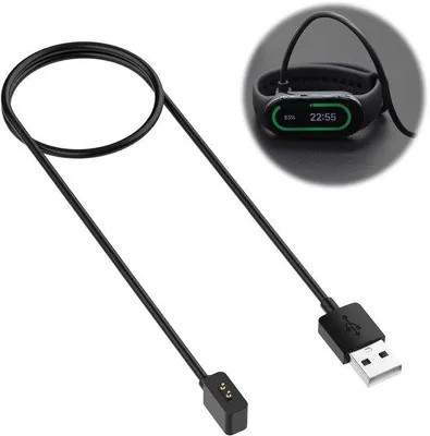 Zdjęcie produktu dla Kabel do ładowania smartwatcha - kompatybilny z Xiaomi Smart Band 8 - 100 cm. Kabel zastępczy do ładowania smartwatcha Xiaomi (czarny)
