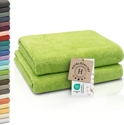 Produktbild von 2er Set Badetücher, 100% Baumwolle, 100x150 cm, 420g/qm, grün