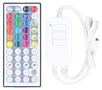 Productafbeelding van LED-stripcontroller, 44 knoppen, 3 functietoetsen, RGB-dualmodus, timerfunctie, WIFI, DC 5V tot 24V