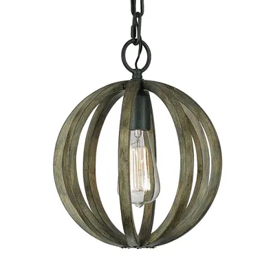 Immagine prodotto di Lampada a sospensione a sfera in legno invecchiato Allier 1xE27 60W Feiss