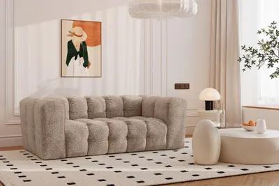 Productafbeelding van Kaiser Möbel tweezitsbank, comfortbank BALOO, bekleed met chenille en bouclé stof, donkerbeige