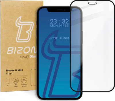 Produktbild von Bizon Glass Edge Panzerglas für iPhone 12 Mini, Schwarz