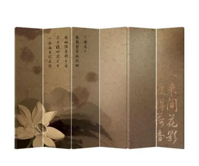 Produktbild von Fine Asianliving Paravent Asiatisch Raumteiler B240xH180cm Trennwand 6-teilig Chinesische Blumen