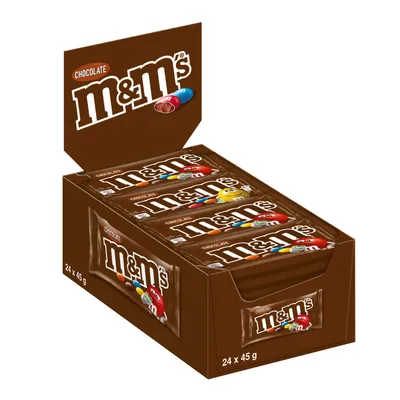Image de M&M Chocolate dans une enveloppe de sucre coloré et croustillant 45g paquet de 24