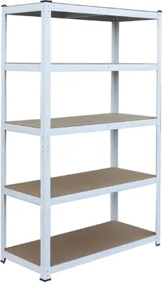 Obrázok produktu pre Relaxdays regál na ťažké bremená, VxŠxH: 200x100x50 cm, nosnosť 875 kg, 5 políc, skladovací regál do pivnice a garáže, na zostavenie, bielo-hnedý