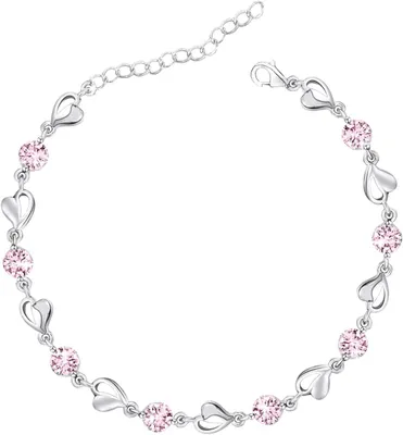 Produktbild von Silberarmband für Damen,Herz-Armband, glänzender Kristall, Diamant, verstellbares Armband, Muttertag, Schmuck, Geschenk, Geburtstag, Weihnachten, Geschenke für Frauen, Mutter, Ehefrau