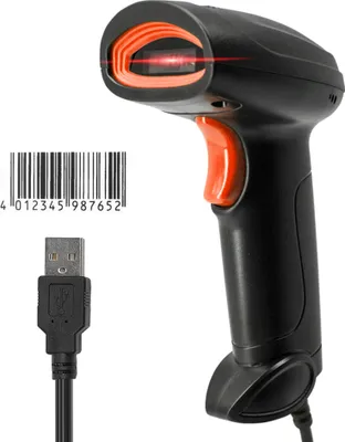 Obrázok produktu pre 1D snímač čiarových kódov, pripojenie káblom USB, snímacia hlava CCD pre papierové a obrazovkové kódy, kompatibilný so systémami Windows, Android, Linux, Mac pre supermarkety, maloobchod, knižnice, logistické sklady