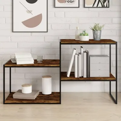Obrázek produktu pro Nástěnné police 4 ks. Kouřový dub 60x40x1,5 cm materiál na bázi dřeva