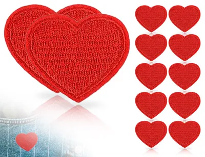 10 rote Herz-Patches zum Aufbügeln/Aufnähen, Applikationen