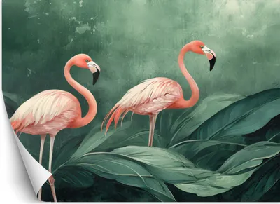 Immagine prodotto di Murale grande botanica fenicotteri natura carta da parati per pareti 250x175 cm colore Verde tema Animali