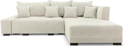 Produktbild von LaMasia Universal-Ecksofa Links und Rechts 3-Sitzer L-Ecksofa mit Schlaffunktion, Bettzeugablage, Hellbeige