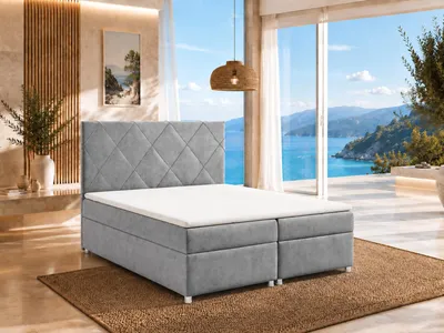 Produktbild von Best for Home Boxspringbett mit Bettkasten Trinity K-7 Bonellfederkern inkl. Topper, mit Lieferung, Aufbau & Entsorgung 200x200-Grau, KI-generiertes Bild