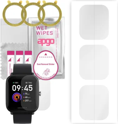 Produktbild von apgo 3 Stück Schutzfolie, klar, kompatibel mit Amazfit Bip U Smartwatch, Hydrogel Displayschutzfolie mit Positionierhilfe, Displayfolie, robust und kratzfest