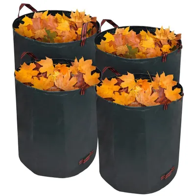Imagen del producto de AIORBER, juego de 4 bolsas para jardín de 272 litros, bolsas resistentes para residuos de jardín, 150 g/m², bolsas grandes para jardín, impermeables, plegables, con asas reforzadas, 67 x 76 cm