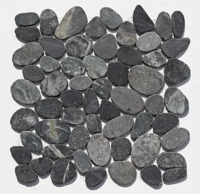Produktbild von Mosaikfliesen - K-555 - Schwarz Cut Kieselstein Bodenfliesen Badfliesen Naturstein Fliesen Lager Verkauf Stein-mosaik Herne NRW