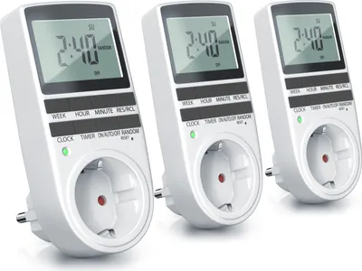 Produktbild von BEARWARE 3x Zeitschaltuhr für Growbox, Grow Lampe, Growzelt, digital, 3-St., Zeitschaltuhr LCD-Display / 3680W / 10 konfigurierbare Programme