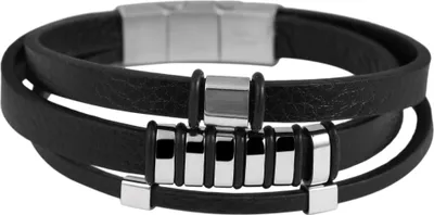 Produktbild von Akzent Echtlederarmband mit Edelstahlelementen