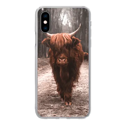 Produktbild von MuchoWow® Handyhülle Schutzhülle Hülle für iPhone X Schottischer Hochländer - Wald - Kuh - Tiere - Natur Silikon Softcase Handy Hülle - Handyhülle