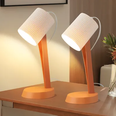 Zdjęcie produktu dla ZMH lampa stołowa pomarańczowa E14 lampka nocna zestaw 2 lamp stołowych do salonu z kablem lampy stołowe nowoczesny styl wiejski do jadalni sypialnia